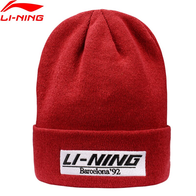Li-ning-gorro de punto con forro de 22,5 CM para hombre y mujer, gorros deportivos de tendencia, cómodos y cálidos, AMZP036