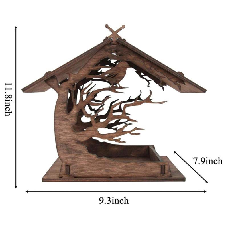Wooden Bird Feeder Aviary DIY Assembly Bird Nest Resting Place Log House Garden Mini Ornaments Outdoor Terrace Art Decoration