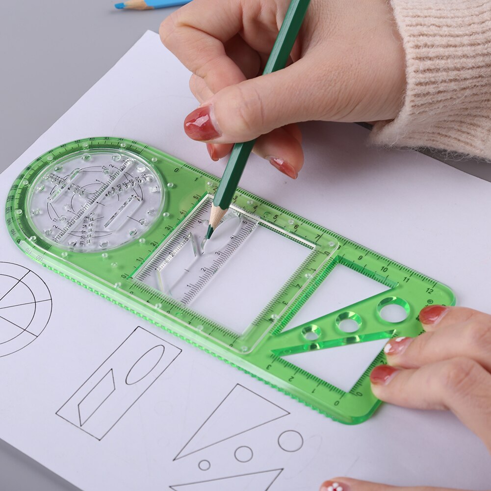 Reglas geométricas multifuncionales, plantilla de dibujo, Regla de medición, estéreo, suministros de dibujo