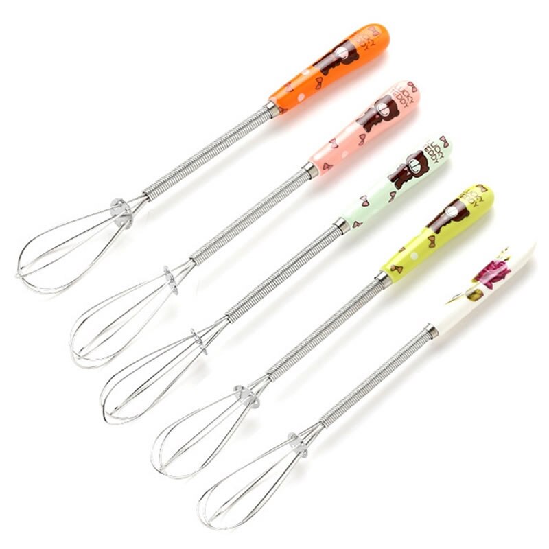Upspirit Manual Egg Mixer with Ceramic Handle Stainless Steel Mini Hand Whisk Beater Stirrer Small Blender Kitchen Cooking Tools: Default Title