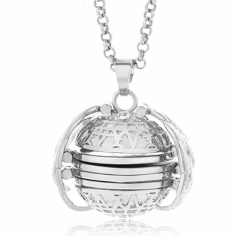 Magic 4 Photo Pendant Locket Necklace Memory Floating Angel Wings Family Pictures Jewelry KAN003: white gold color