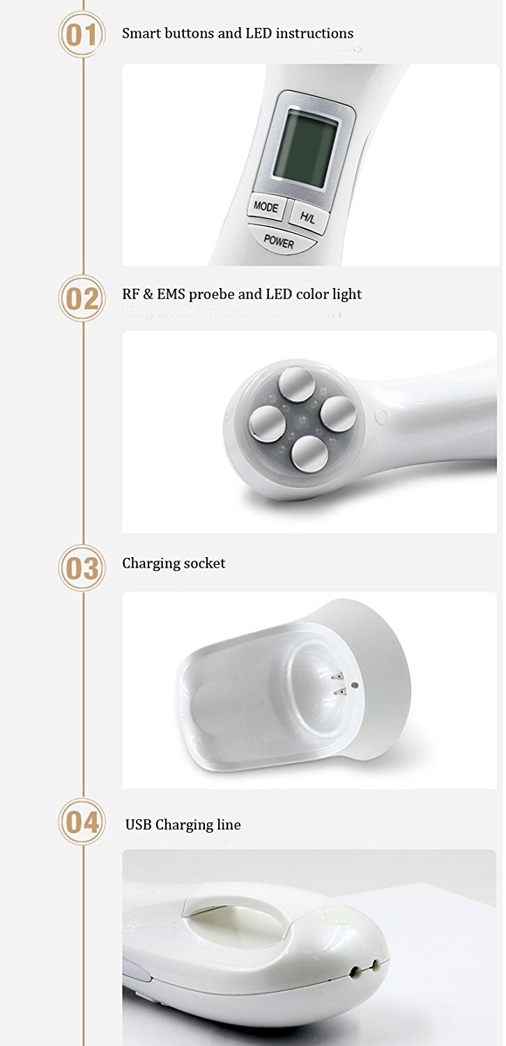 Multifunctional ultrasonic vibration cleaning instrument LED RF Photon Therapy EMS Ion Microcurrent Mesotherapy Beauty Machine