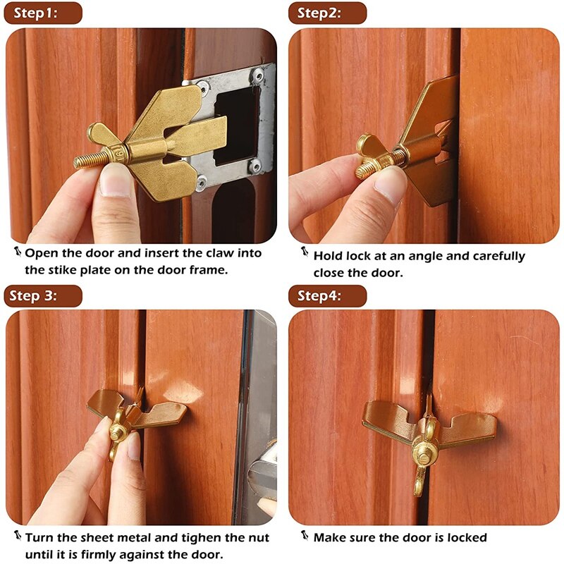 2Pcs Portable Door Lock Home Security Door Locker Travel Lockdown Locks Solid Heavy Duty Locks Door Lock for Traveling