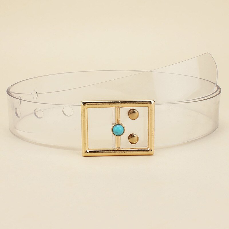 1PC femmes Transparent ceinture clair rond carré coeur broche boucle large taille bandes dames ceinture Punk taille ceinture: Yd843