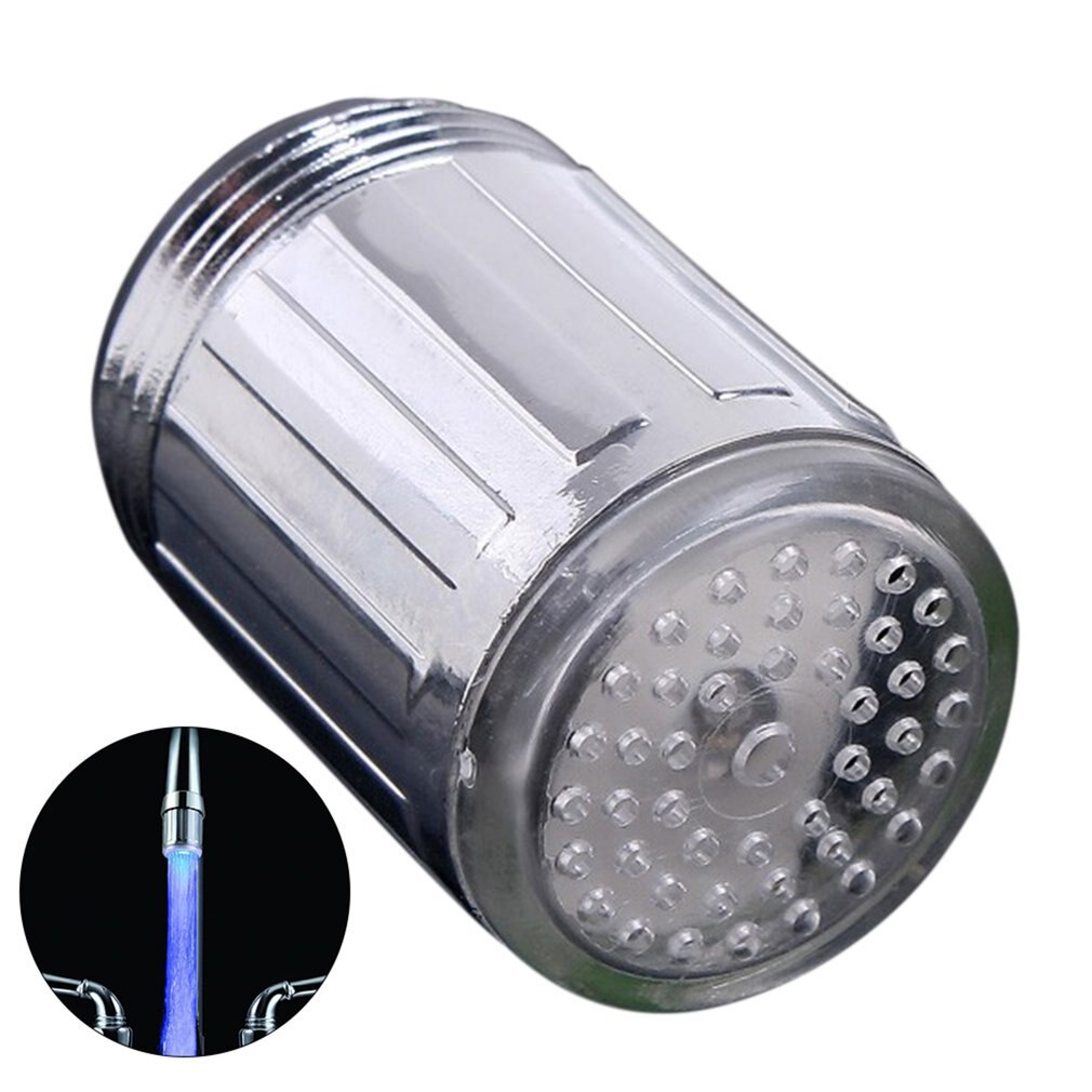 Lyser upp led vattenkran bytande glöd kök dusch kranvatten sparande nyhet självlysande kran munstycke huvud badrumslampa: Blå med adapter