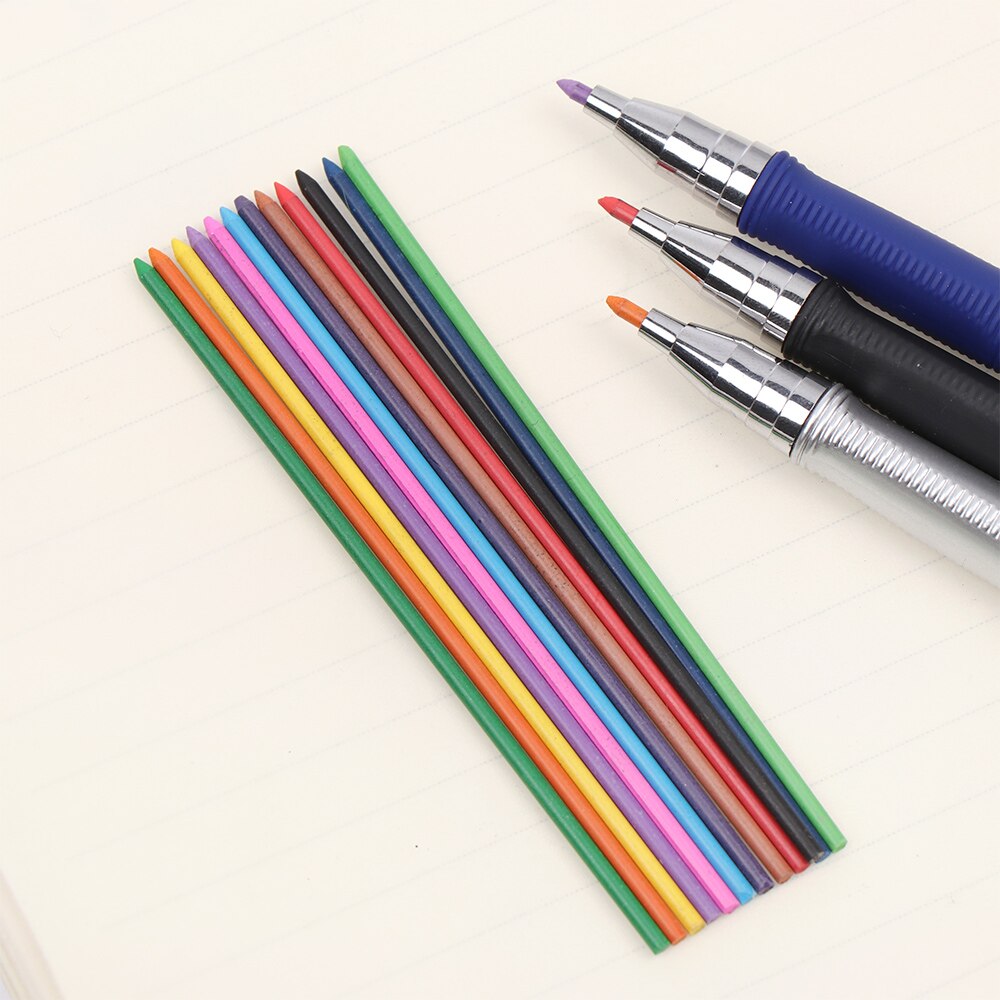 2.0mm 2B Drawing Mechanical Pencil Activity Pencils Multicolor Refill Lead Writing Tool Office School Supplies 12 Colors Refill