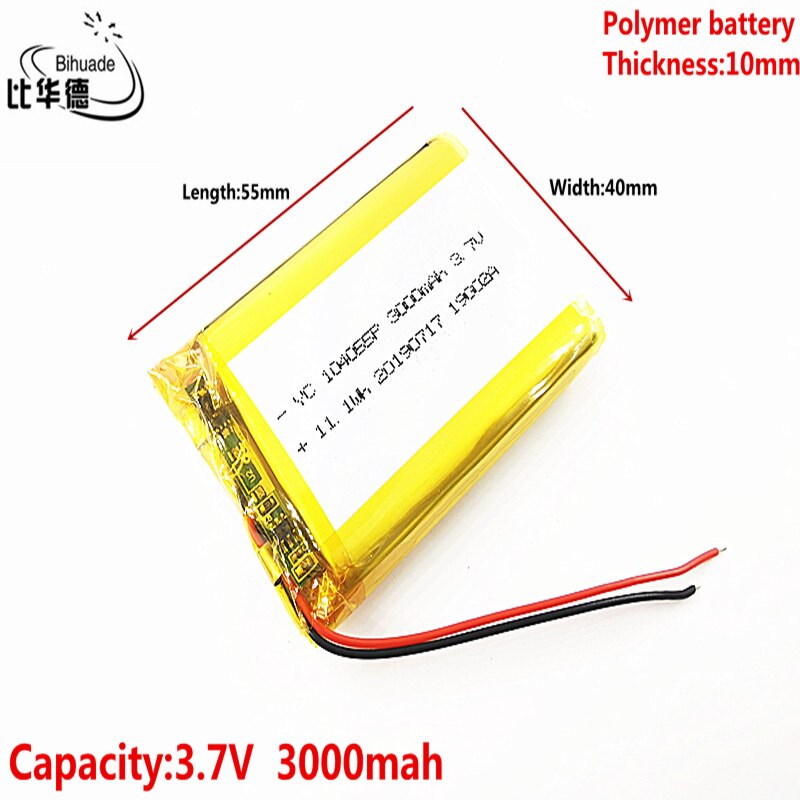 3.7V 3000 Mah 104055 Polymer Li-Po Li Ion Oplaadbare Batterij Cellen Voor Mp3 MP4 MP5 Gps Mobiele bluetooth
