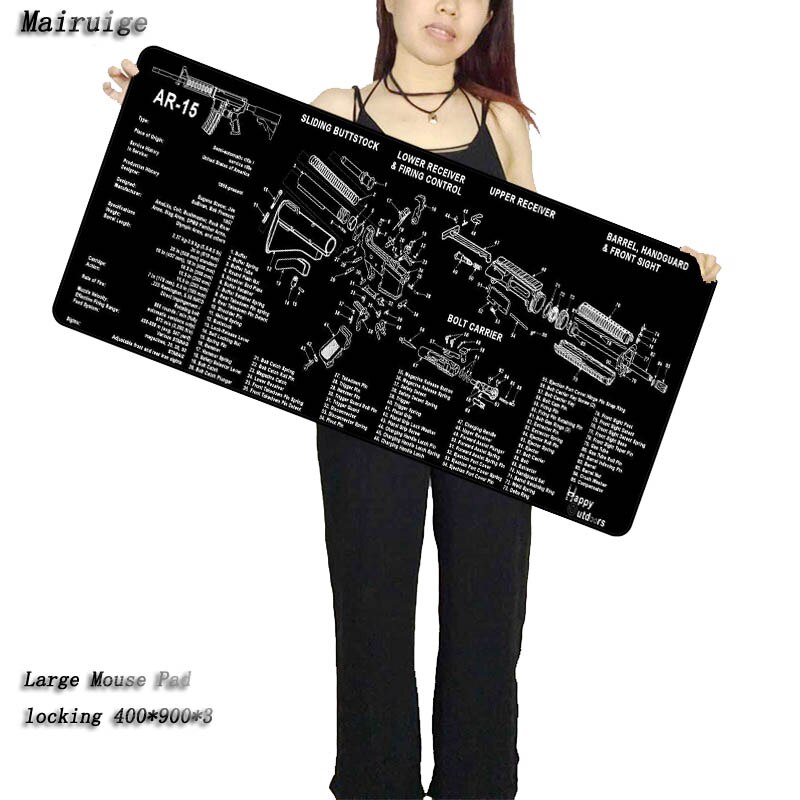 Mairuige Gun Part Large Mouse Pad Notebook Computer Mausepad Gaming Practical Office Desk Mat Resting Surface 30x80cm 40x90cm