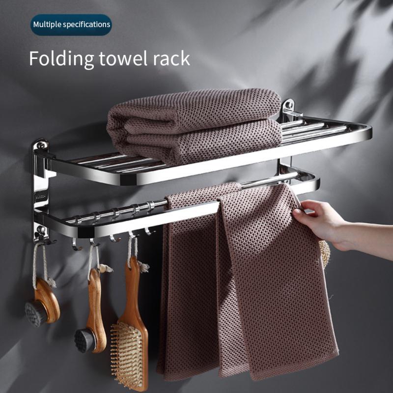 40/50/60Cm Handdoekenrek Muur Gemonteerde Badkamer Handdoek Organizer Storage Rack Hanger Plank Handdoeken Houder voor Badkamer Accessoires