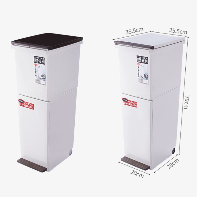 38L Large Capacity Trash Can 2 Layers Waste Sorting Bins Kitchen Household Restaurant Dustbin Storage Bin