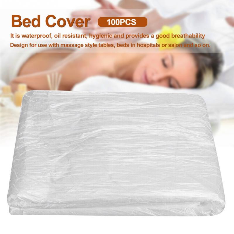 100pcs Portable Couch Cover Plastic Waxing Protection Spa Bed Sheets Waterproof Transparent Massage Tables Disposable Use DIY
