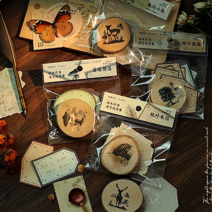 Djur skog vintage trästämplar set gummitätning för gör-det-själv pappersvaror scrapbooking handbok dagbok brev dekor