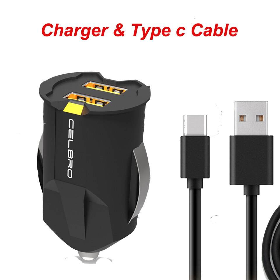 Adaptador de cargador de coche oculto Mini USB Dual 2.1A para samsung galaxy A5 j7 A8 j3 j5 s7 S6 edge S8 note 8, cargador de coche: with Type c Cable