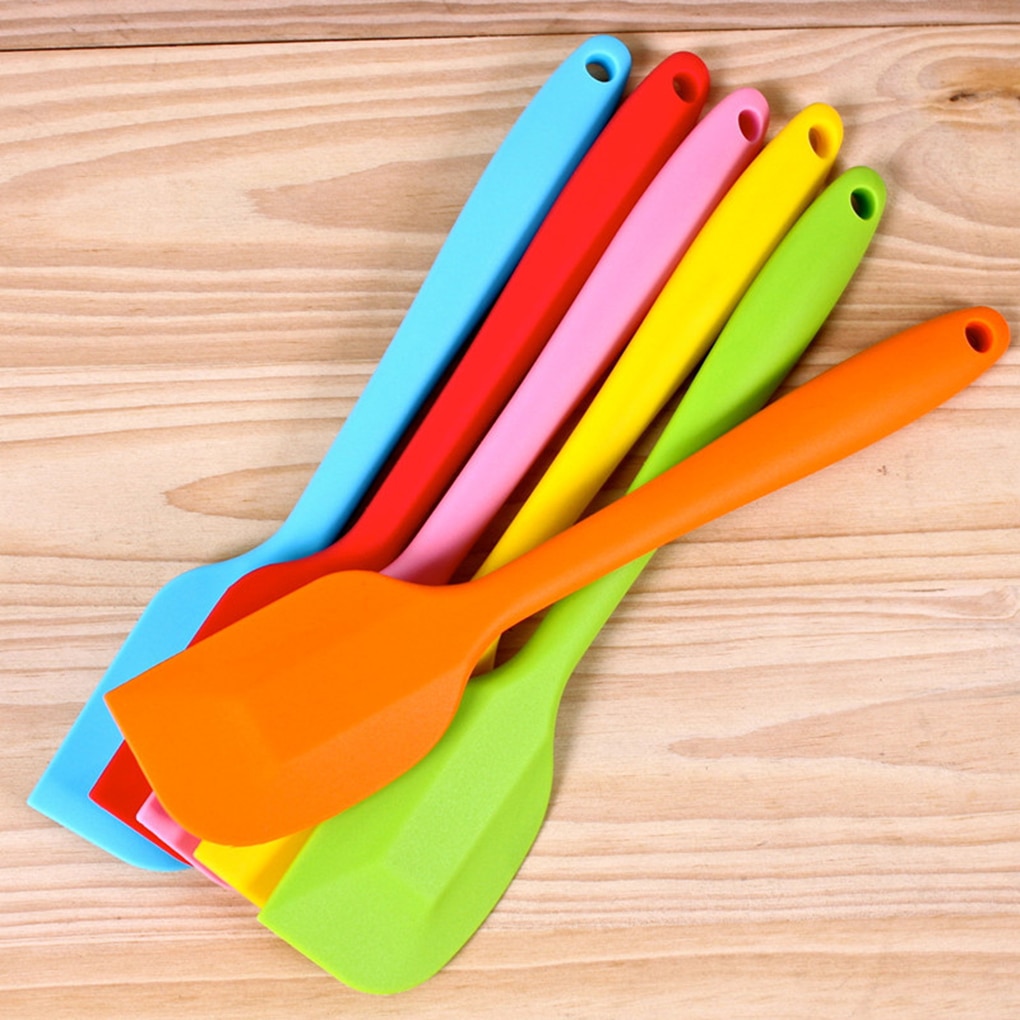Silicone Spatula Baking Scraper Cake Spoon Cake Spatula Cream Scraper Brush Butter Mixer Cake Brushes Baking Tool Random Color