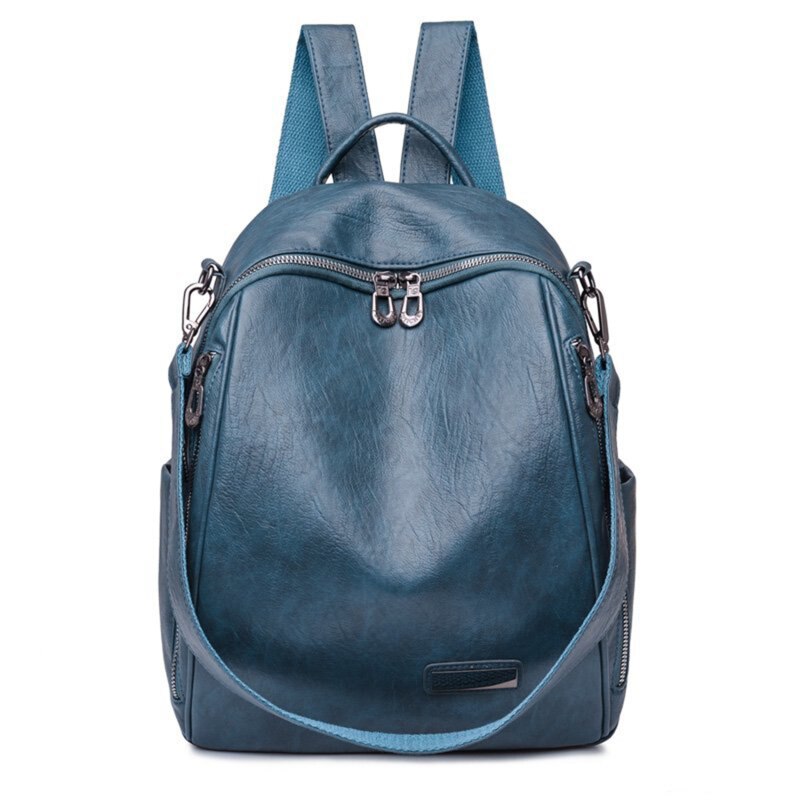 Sac à dos en cuir pour femme et adolescente, avec fermeture et poche, stylé et à la , 12 couleurs disponibles