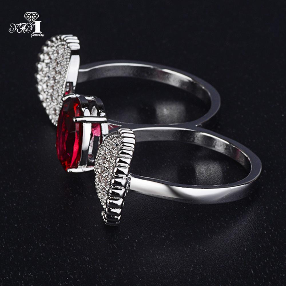 YaYI Schmuck Prinzessin Cut 5,2 CT Red Zirkon Silber Farbe Engagement Ringe hochzeit Herz Einstellbare Ringe Party Ringe