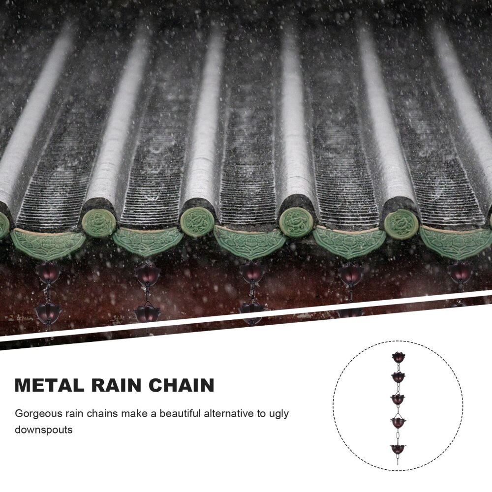 1m Universal Rain Chain Metal Chimes and Cups Flower Rain Catcher for Gutter