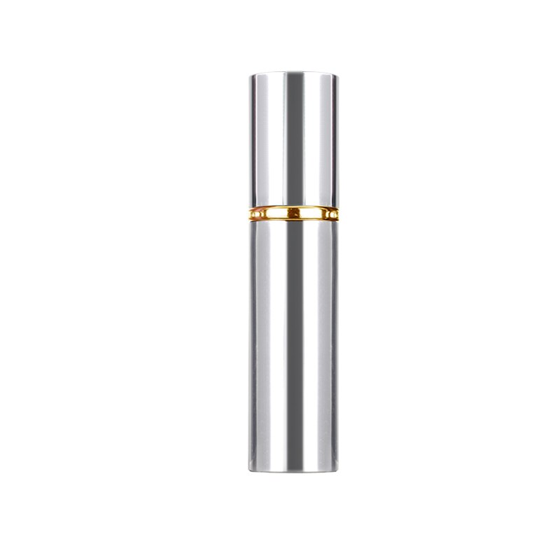 Gratis logo op maat, 10 ml lege draagbare glazen parfumflesjes met aluminium omhulsel, navulbare cosmetische etui.: 50 stuks helder zilver