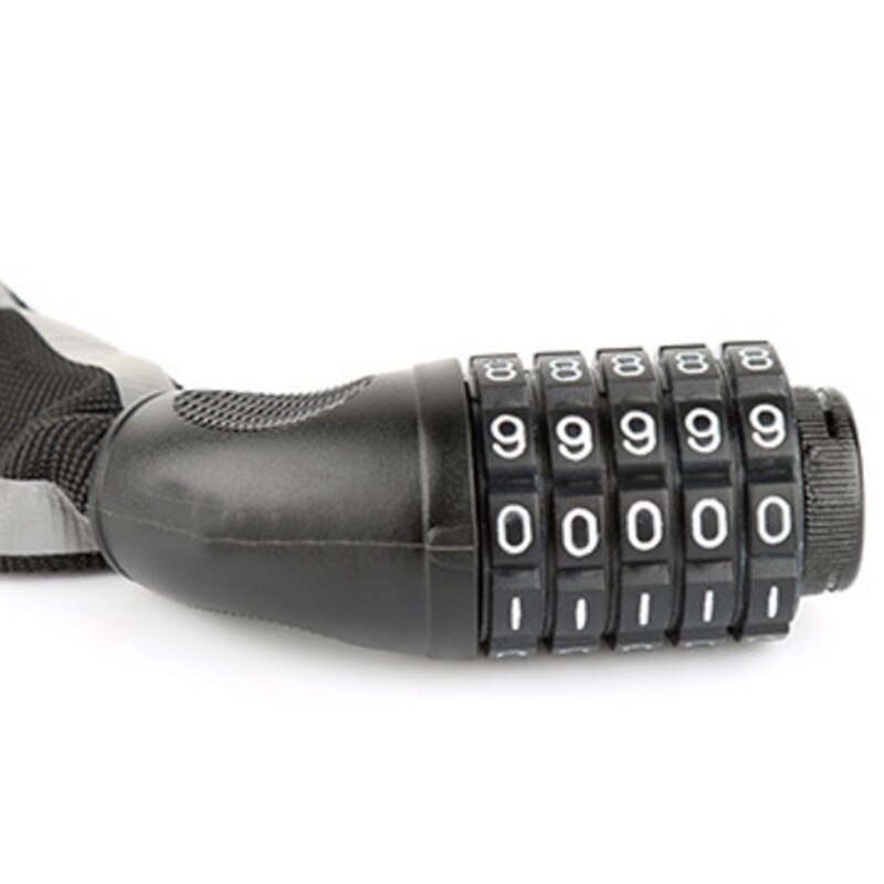 Sykkel reflekterende kjedelåser ,5-- sifret tilbakestillbare kombinasjon motorsykkel sykkelkjede kabellåser