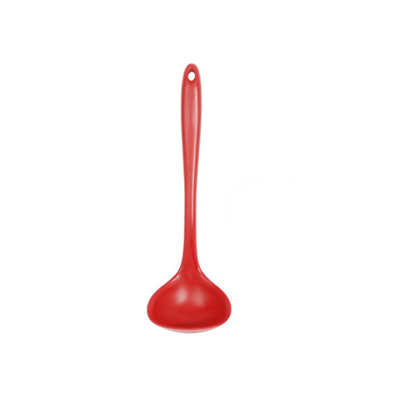 Silicone Kitchen Utensils Colander Spatula Non-stick Soup Spoon Cooking Tools Spatula Kitchenware Cooking Shovel Tableware: red-soup ladle