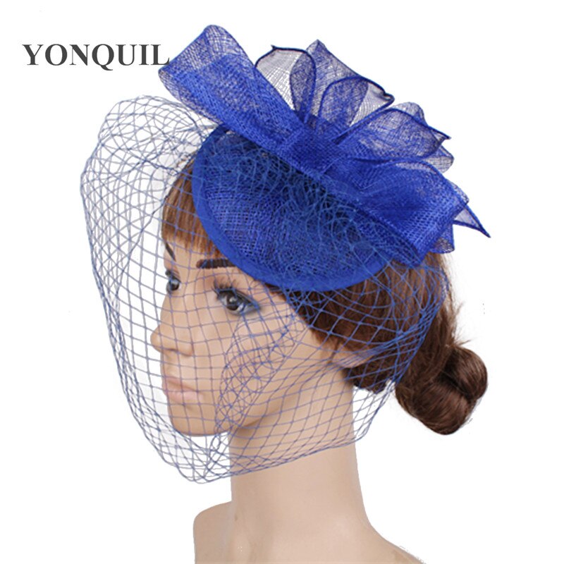 17 Colors bridal party wedding hat veils sinamay fascinator cocktai headpiece birthday veilling hats millinery MYQ097