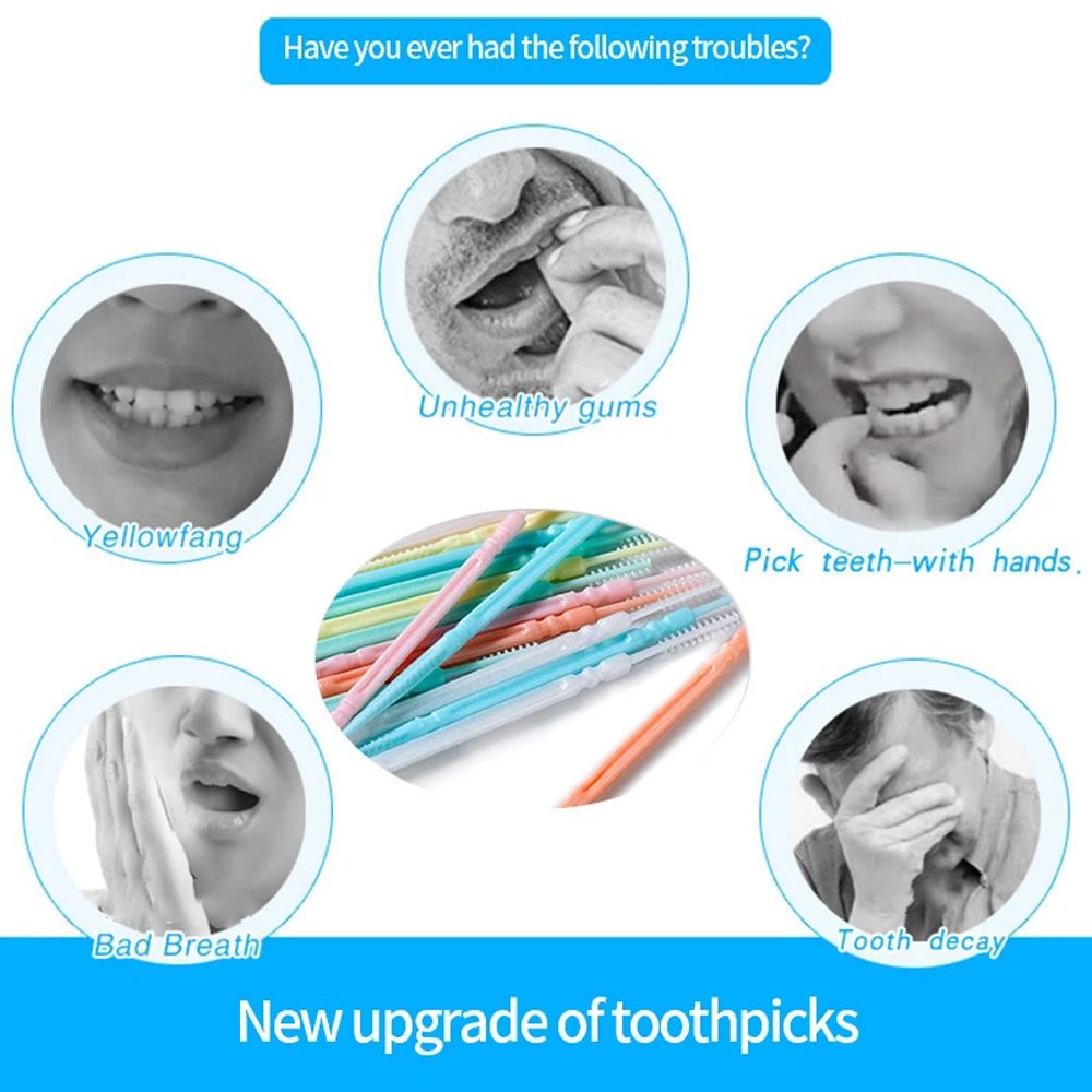100/200Stck Doppel-geleitet Einweg Zahn Flosser Interdentalbürste Zähne Stock Zahnstocher Zahnseide wählen Zähne Reinigung Pflege