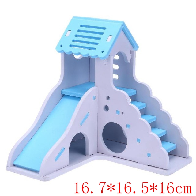 Casa de madera rosa para hámster, casa sólida lavable para ratas, jaula para conejillos de indias, accesorios para mascotas ZG0012: blue-ZG0010