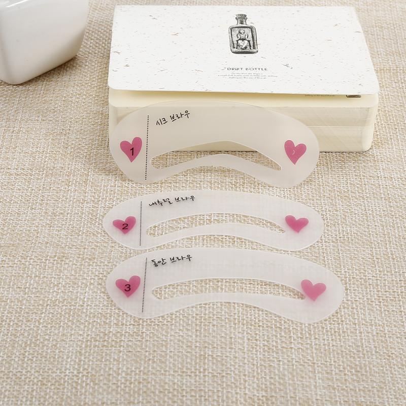 Pochoirs à sourcils 3 en 1, Kit de pochoirs, carte de toilettage, outils de maquillage
