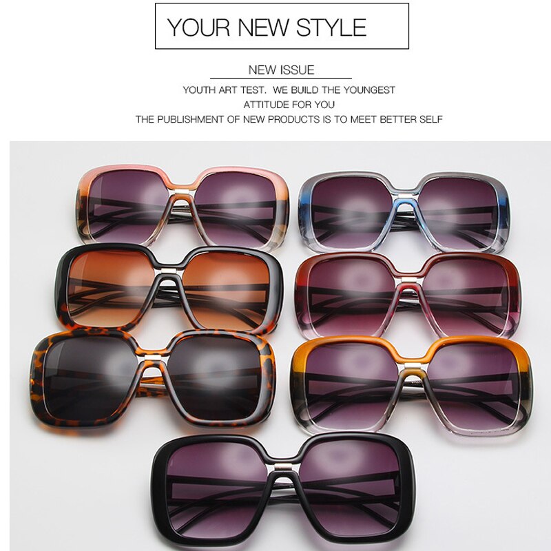 Vintage Oversized Vierkante Zonnebril Vrouwen Grote Zwarte T Frame Zon Galsses Luxe Eyewear