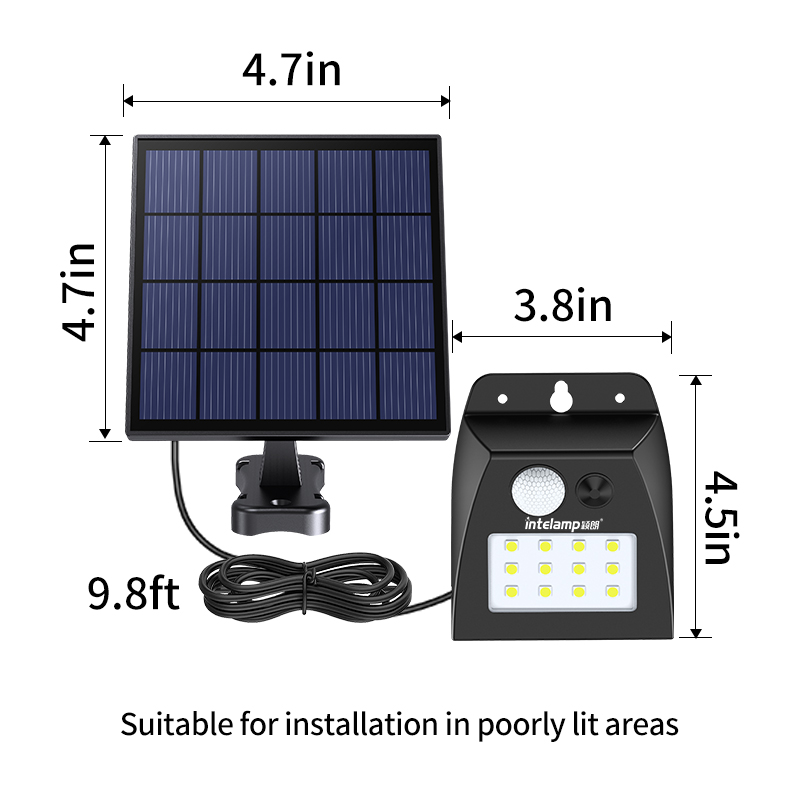 Aplică de perete solară intelamp, lămpi exterioare pentru fațade cu senzor de mișcare, iluminat exterior pentru grădină, lumină cu energie solară led: Portocale