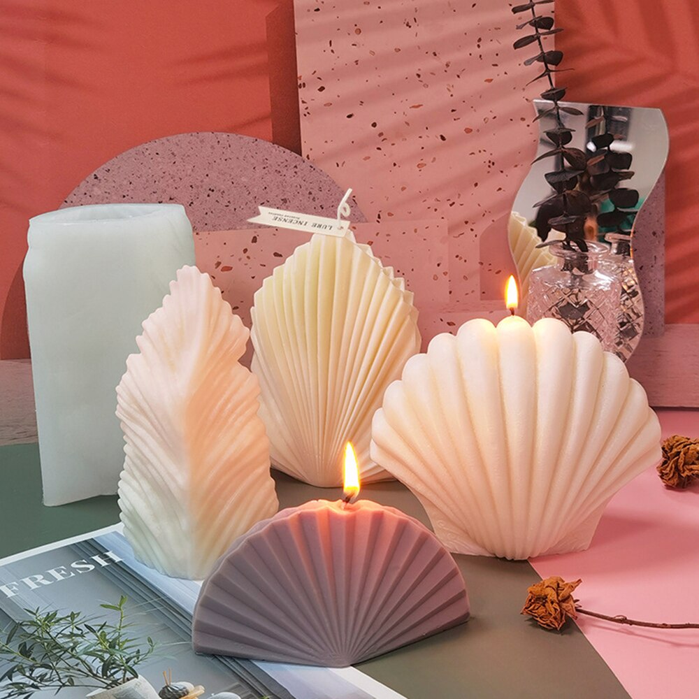 Leaf-Vormige Zeewier Shell Geurende Kaars Siliconen Mal Diy Handgemaakte Zeep Gips Hars Maken Mould Home Decoratie Ornamenten