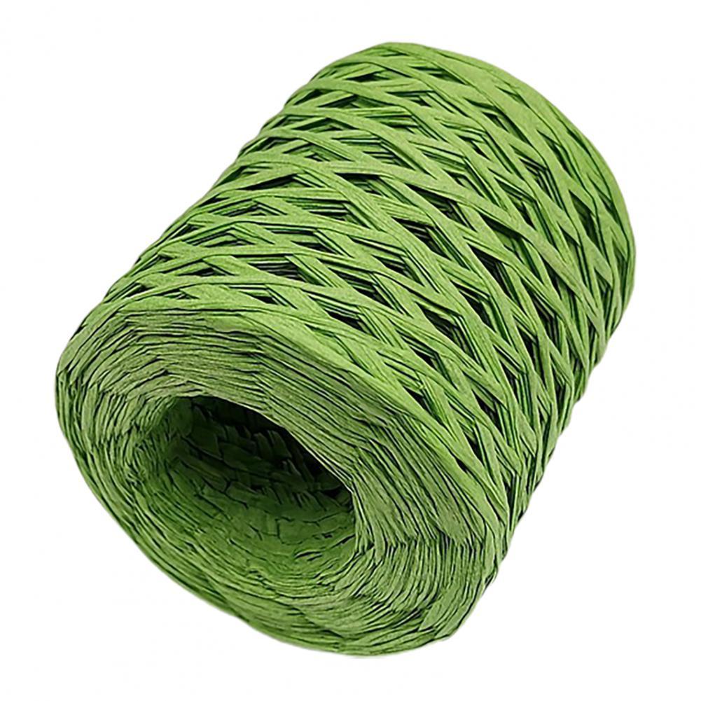 1 rollo de hilo de rafia de larga duración, hilo de rafia tejido a mano, ideal para envolver, DIY, 12 colores: Green
