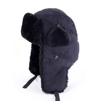Lindo sólido negro Rosa sombrero de bombardero para exterior, viento evitar gorro ruso para los hombres y las mujeres sombrero tapa noreste trampero sombrero: Black