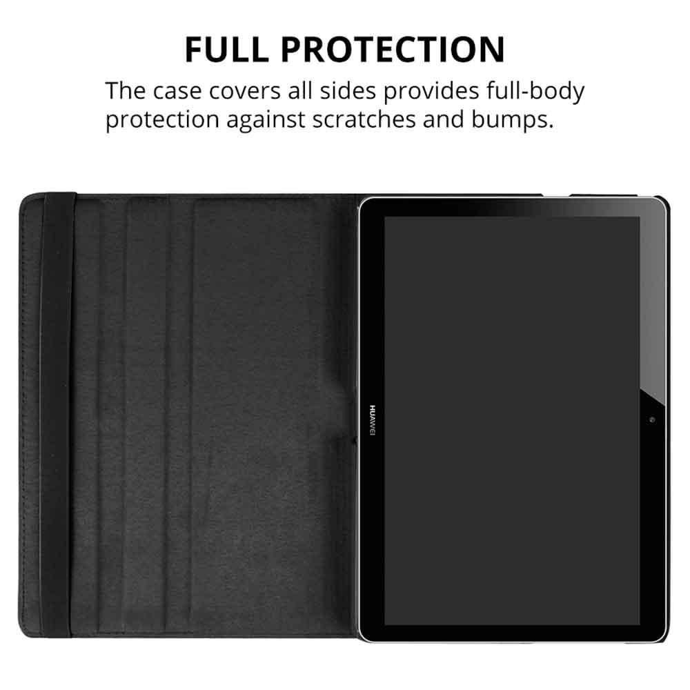 Voor huawei mediapad  t5 10 hoes ags 2-w09/l09/l03 10.1 '' tablet 360 draaibare lederen standaard hoes met stylus pen + film
