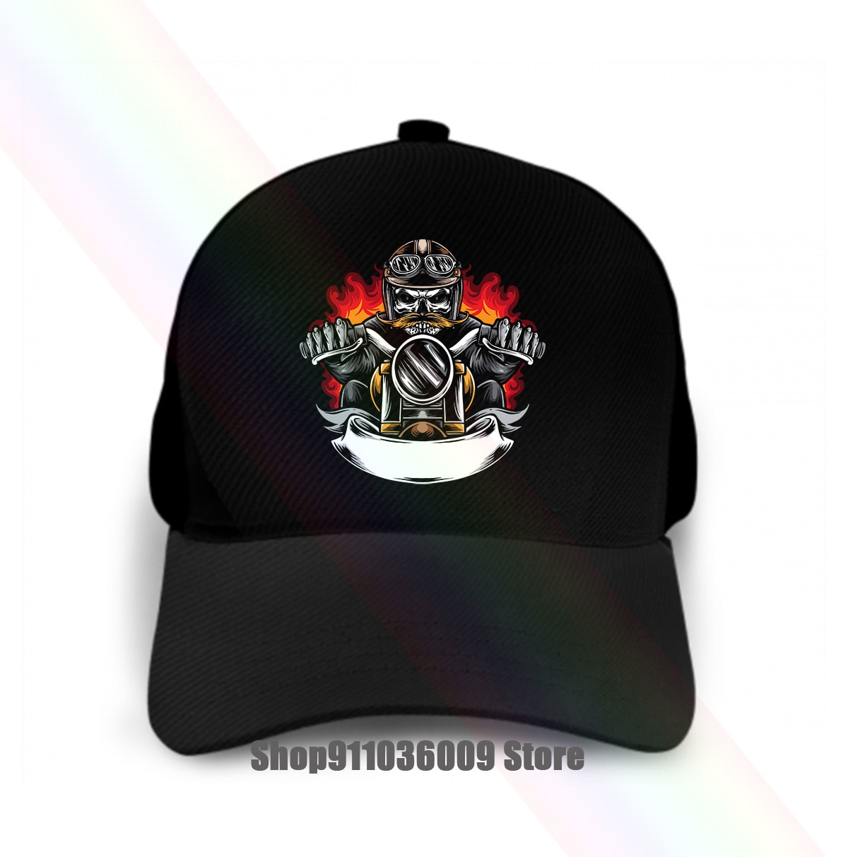 Skull Biker 1 Cap Hat: Default Title