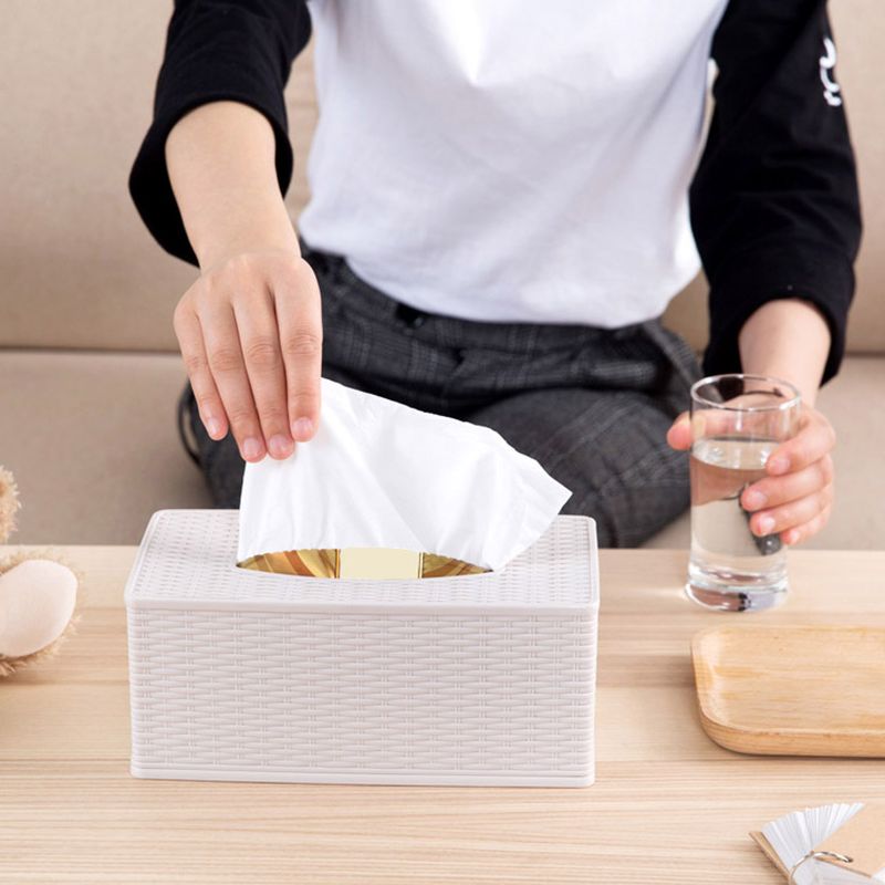 Tissue Box Cover Removable Paper Towel Tissue Plastic Box Weaving Napkin Container Holder For Home Storage салфетница