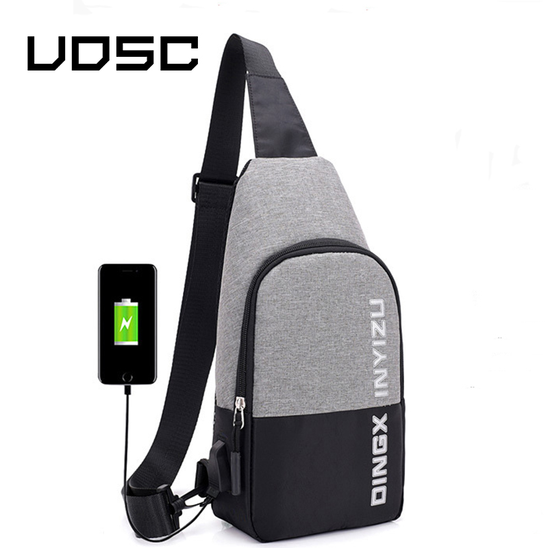 UOSC Small Usb Charge One Shoulder Bag Men Messenger Bags Male Waterproof Sling Chest Bag Bagpack Cross Body Bags