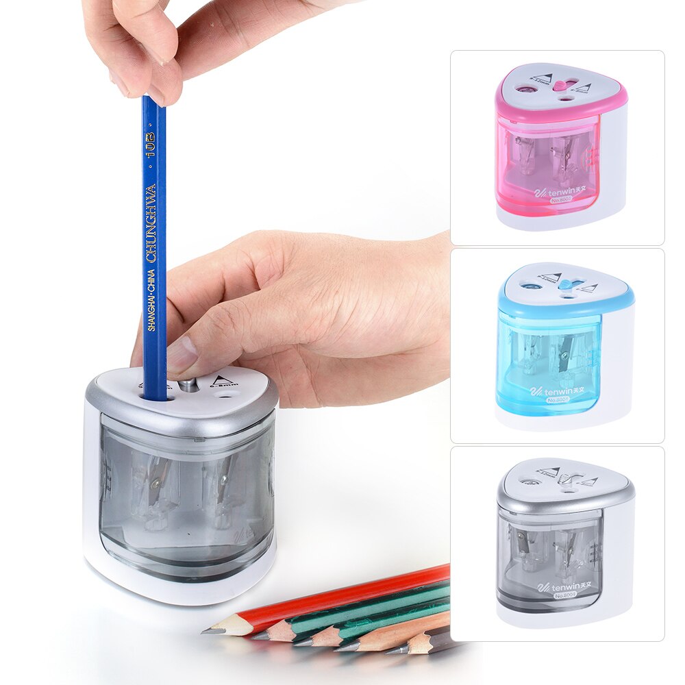 Multi-functional Automatic Electric Pencil Sharpener Battery Operated with 2 Holes small size for Home School Student