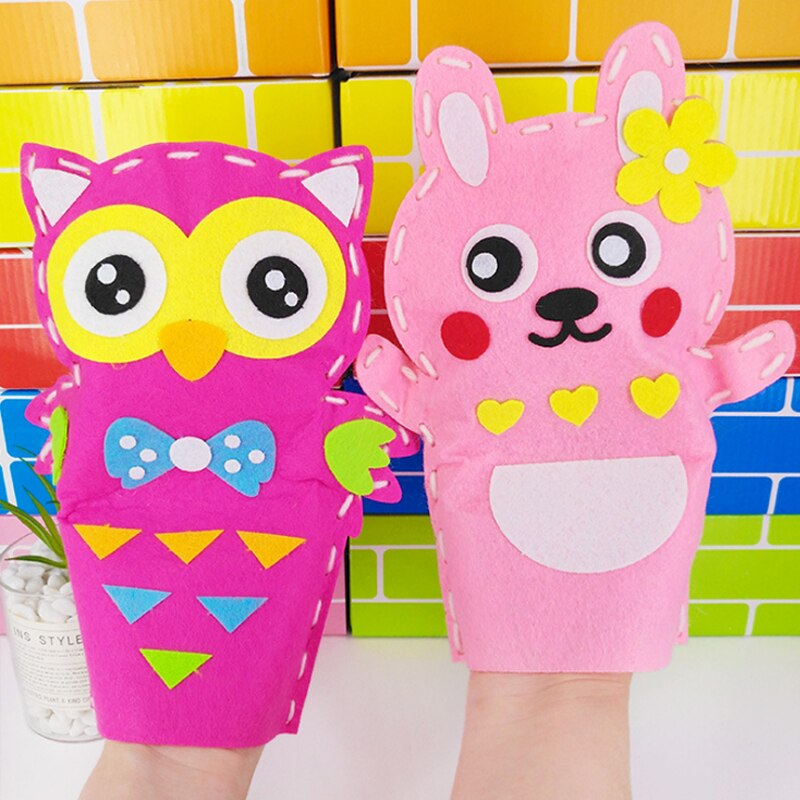 Saizhi 3D Crafts Handmade Kids Child DIY Activity Top Accessories Hand Puppet Non-Woven Cloth Animal DIY Sewing Toys