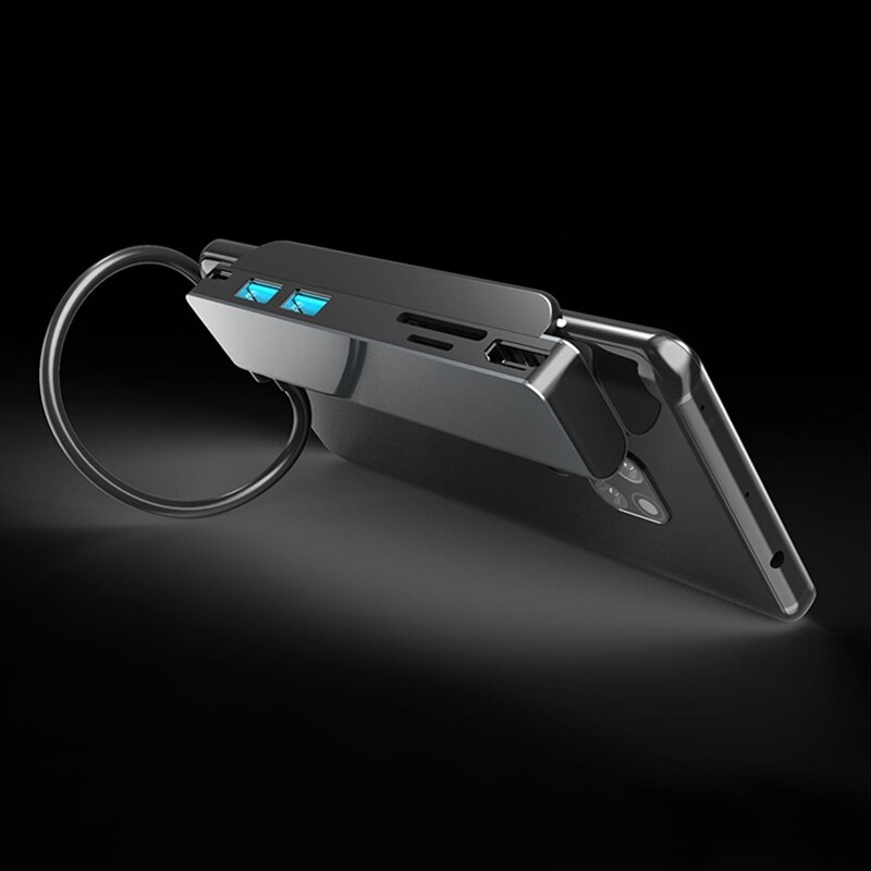 Type-C Hub 6 In 1 Terug Clip Beugel Draagbare Docking Station Hdmi USB3.0 Sd/Tf Kaartlezer voor Laptop En Mobiele Telefoon