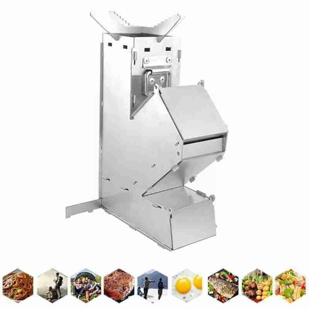 Portable Collapsible Camping Stove Wood Stove Outdoor Tent Rocket Stove Wood Steel Backpacking Stove Camp Burning N3a0