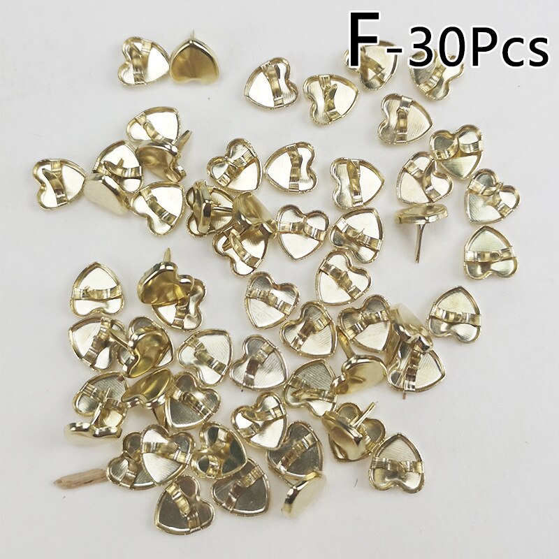 Mini clavos de Metal con patrón de mezcla, hechas a mano álbum de recortes de manualidades, accesorios para manualidades, decoración del hogar, sujetador con adornos Brad, 30 Uds.: F