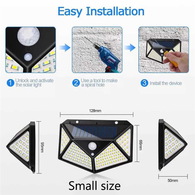 TTLIFE 100 Lamp LED Solar Power Vier Wandlamp Motion Sensor Waterdichte Lamp Drie Modi Eenvoudige Installatie LED Lamp