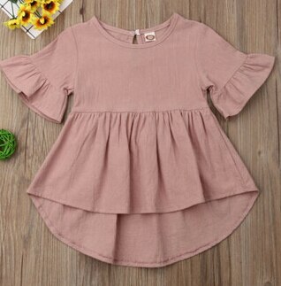 Sommar toddler baby girls kläder flare klänning barn flicka solida kläder spädbarn klänningar: C / 5