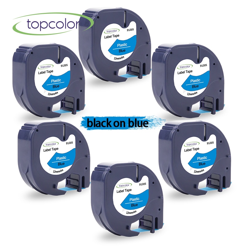Label Maker Tape - 12mm x 4m - Black on Blue - for Dymo LetraTag LT-100H - Plastic