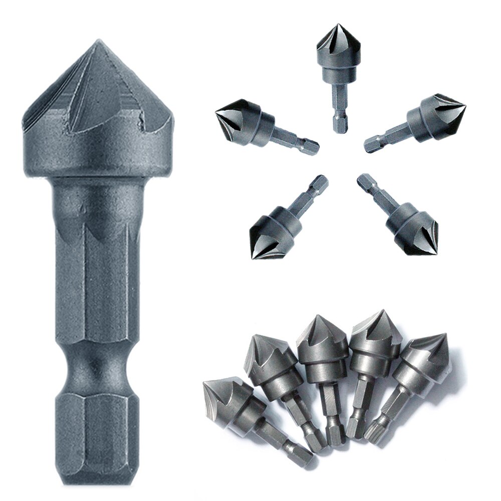 1PC 90 Degree Countersink Drill Chamfer Bit 1/4" Hex Shank Carpentry Woodworking Angle Point Bevel Cutting Cutter Remove Bur
