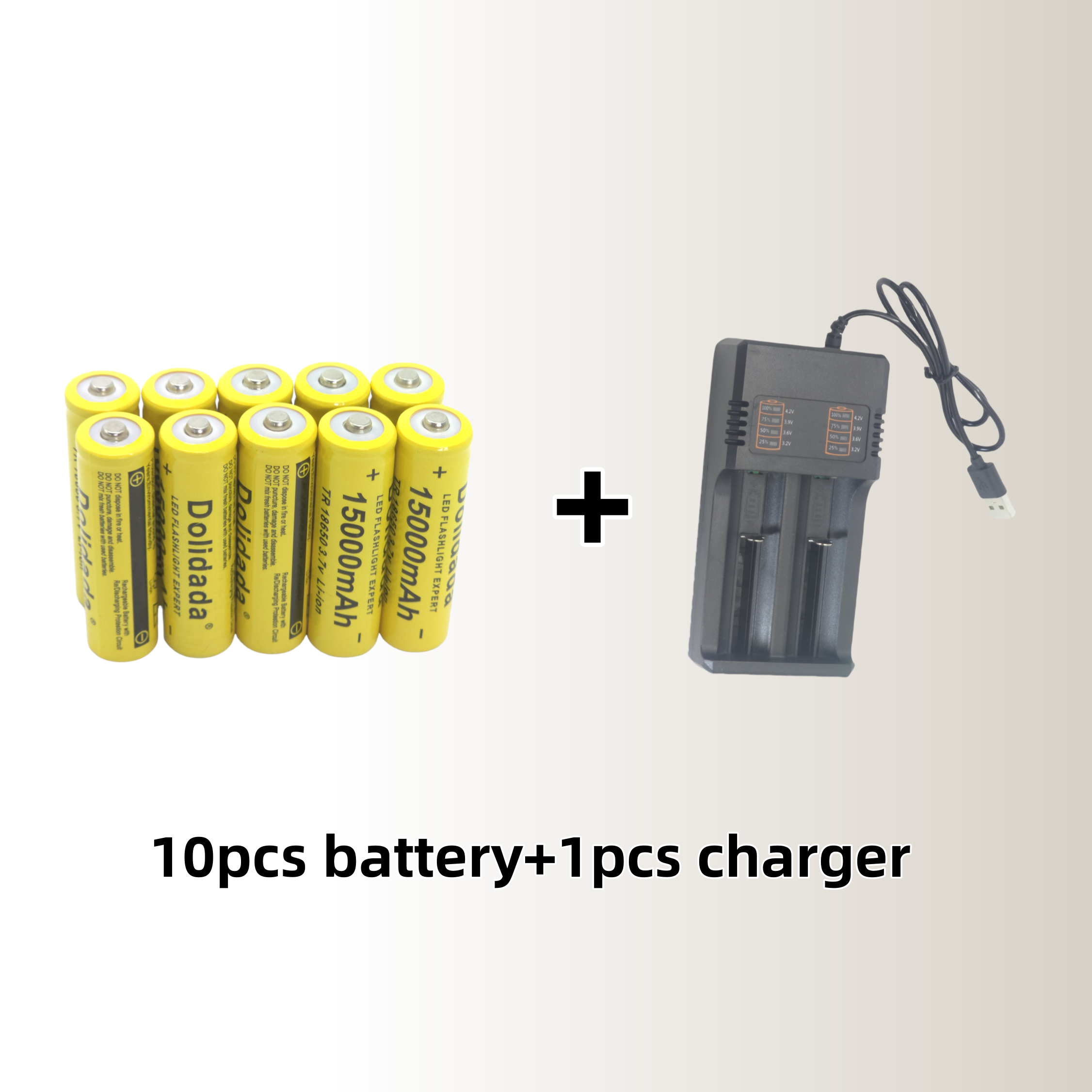 【15000mAh High-Capacity Charge】3.7V 18650 Large-Capacity Rechargeable Lithium Battery | Comes with a Charger: Yellow