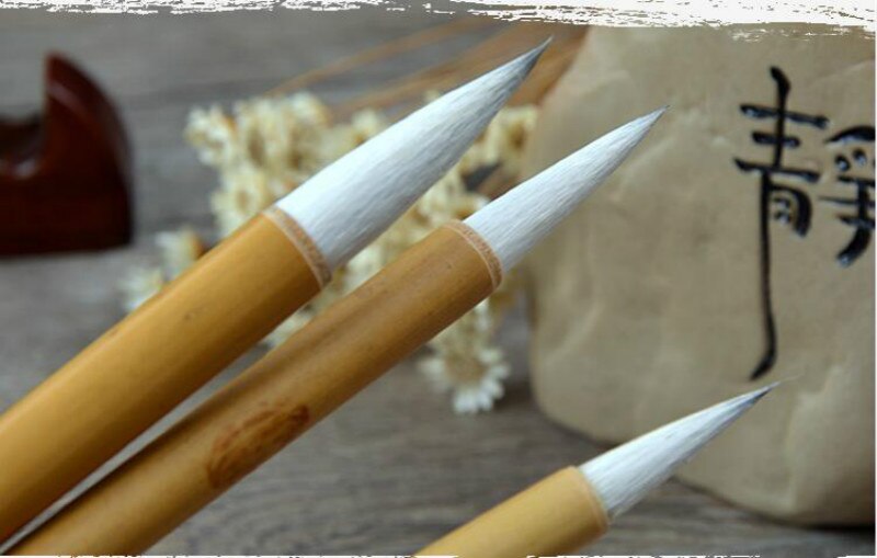 Pluma de pincel de caligrafía china tradicional chino nubes blancas bambú Pelo de lana pincel de escritura para caligrafía pincel de pintura