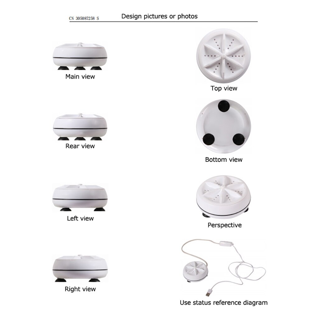 Mini Foldable Washing Machine Ultrasonic Cleaning Small 3 in 1 Portable Turbo Washer USB Dormitory Washer For Home Travel