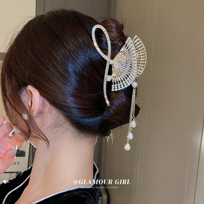 Pinzas para el pelo con borla de cristal y diamantes de imitación para mujer y niña, horquillas geométricas de Metal para el pelo, accesorios para el cabello